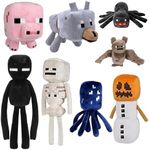 XSLWAN 8Pack Creeper Plush Toy Game Plush Snow Golem Plush, Enderman Plush, Baby Wolf, Baby Pig, Spider, bat, Skeleton Shooter, Squid Stuffed Animals Toys，Great Gift for Children and Fans.