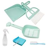 Cage Cleaner Set for Small Animals, Pet Cleaning Tool Set Mini Broom Brush Pet Dustpan Set, Plastic Cleaning Brush Set with Spray Bottle for Rabbits Guinea Pigs Hamsters Chinchillas (Blue)