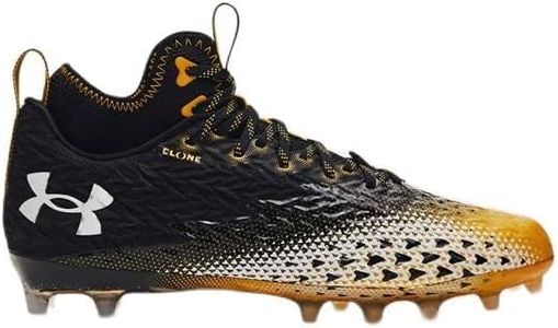 Under Armour Spotlight Clone 3.0 MC Mens Football Cleats, Black/Steeltown Gold, 12