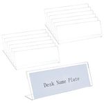 BENECREAT 12PCS Acrylic Name Plates for Desks with Protective Film, 21.5x7.4x3.5cm L Shape Clear Desk Sign Holder for Office, School, Wedding and Birthday Party