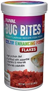 Fluval Bug Bites Color Enhancing Fish Food for Tropical Fish, Flakes for Small to Medium Sized Fish, 3.17 oz., A7348, Brown