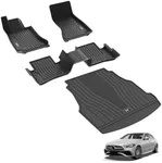 3W Floor Mats &Cargo Liner for Benz C-Class 2022-2024 2025 TPE All Weather Custom Fit Floor Liner for Benz C-Class 1st and 2nd Row Full Set Car Mats (for Sedan Only), Black