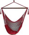 Sunnydaze Caribbean XL Hanging Outdoor Hammock Chair - Soft-Spun Polyester Rope - 300-Pound Capacity - Red