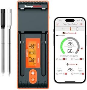 ThermoPro Twin TempSpike 150m Truly Wireless Meat Thermometer with 2 Meat Probes, Bluetooth Food Thermometer with LCD-Enhanced Booster, Meat Thermometer Wireless for Air Fryers BBQ Grill Oven Smoker