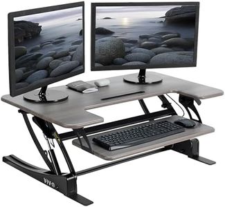 VIVO 91 cm Height Adjustable Stand Up Desk Converter, V Series, Quick Sit to Stand Tabletop Dual Monitor Riser Workstation, Gray Top, Black Frame, DESK-V000VG