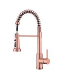 MIFULY Copper Kitchen Tap, Kitchen Tap with Pull Out Sprayer, Commercial Kitchen Tap, Red Copper Kitchen Mixer Tap