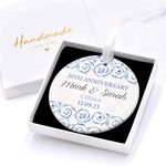 Beecreative Personalised 20th Wedding Anniversary Gifts - China Wedding Anniversary - Husband, Wife, Couple, Friends - 20 Years Anniversary Together - Ceramic Ornament With Gift Box