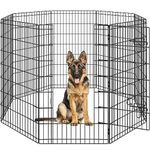 Yaheetech 8 Panel Metal Dog Playpen for Small Animals/Puppy/Cat/Rabbit Foldable Pet Exercise Pen/Fence/Enclosure Ideal for Indoor/Outdoor/Garden/Yard (107cm H, Black)