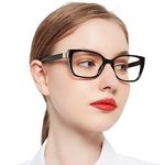 OCCI CHIARI Modern Big Frame Reading Glasses for Women Square Readers(Black 1.5x) 1.0 1.25 1.5 1.75 2.0 2.25 2.5 2.75 3.0 3.5 4.0 5.0 6.0