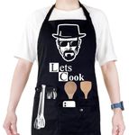 Funny Cooking Chef Apron with Pockets BBQ Kitchen Work Aprons Birthday Dad Creative Gifts, Lets Cook, One Size