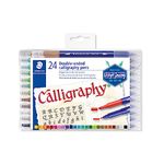 STAEDTLER 3005 TB24 Double-Ended Fibre-Tip Calligraphy Pens - Assorted Colours (Pack of 24)