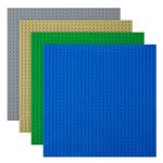 HOTUT Classic Baseplates, 4 Pack Square 32x32 Stud Building Base, 10"×10" Large Building Board Base Plates, 100% Compatible with All Major Brands, Build and Display Board Set - Grey/Green/Sand/Blue