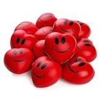 Neliblu Heart Stress Balls - Valentines Day Red Hearts 3" Smile Face Squeeze Stress Relief Heart Shape Stress Ball - Fun Party Favors for Kids and Adults (2 Dozen) - Heart Shape Mini Foam Balls
