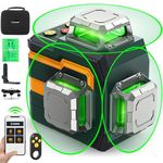 CIGMAN Bluetooth Wireless Green Laser Level, Remote Control by APP, Self Leveling Laser Level with 3x360°, Cross Line Laser Level Tool Horizontal/Vertical Line, with Rotary Stand, Carry Bag