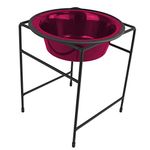 Platinum Pets Modern Single Diner Feeder with Stainless Steel Dog Bowl, X-Large, Raspberry Pop