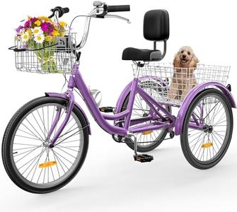 YITAHOME Adult Tricycle, 26 Inch 3 Wheel Bikes, 7 Speed Trike Bike for Adults with Removable Baskets, Cruiser Bike for Seniors Women Men Shopping Picnic Outdoor Sports, Purple