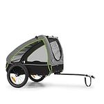 Klarfit Dog Bike Trailer, Dog Trailer for Bicycle, 600D Oxford Canvas Pet Carrier On Wheels, Reflectors, Warning Flag, Safety Leash, Dog Bike Carrier For Small/Medium Dogs Up To 45kg, Dog Cart Trolley