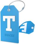 Initial Luggage Tag with Full Privacy Cover and Stainless Steel Loop (Aqua Teal) (T)