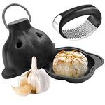 AFOOFA Garlic Roaster, Cast Iron Garlic Roaster and Garlic Presses Set for Kitchen, Dining Room, Indoor or Outdoor, BBQ Grill Garlic Tools, Garlic Baker for Picnic Camping Patio Backyard Cooking