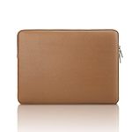 YINHANG Laptop Sleeve Case Compatible with 15.6 Inch Chromebook Notebook Computer, Protective Waterproof PU Leather Cover Slim Padded Carrying Bag for Men Women, Brown