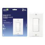 Leviton Decora 2-Pack Universal Rocker Dimmer with Slide Bar, DSL06-PK2, White