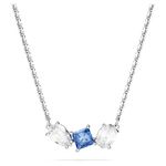 Swarovski Mesmera Pendant Necklace, White and Blue Crystals in a Rhodium Plated Setting, from the Mesmera Collection