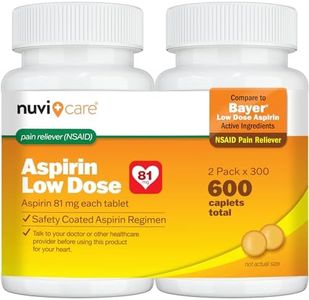 NUVICARE Low Dose Aspirin 81mg for Adults Coated Caplets - Compare to Active Ingredient in Low Dose Bayer Aspirin 81mg for Adults (2 Pack)