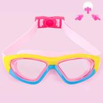 SIMAKARA Swimming Goggles Kids 6-14, Boys and Girls Swimming Goggles Age from 3 to 15 Years Old, Wide Vision, Anti-Fog, Waterproof, No Leaking, UV Protection-with FREE Case,Nose Clip Ear Plugs