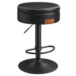 VASAGLE EKHO Collection - 360° Swivel Bar Stool, Height Adjustable Barstool with Storage, Synthetic Leather with Stitching, Mid-Century Modern, Kitchen Bar, Easy Assembly, Ink Black