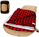 Winter 0 Degree Canvas Sleeping Bag for Fishing, Hunting, Traveling and Camping Particularly in Cold Winter Outdoor with Removable Flannel Liner and Free Compression Sack for Big and Tall Adults (Red)