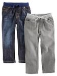 Simple Joys by Carter's Baby Boys' Toddler 2-Pack Pull on Denim Pant, Gray Denim, Blue Denim, 3T