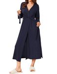 Ekouaer Robes for Women Plus Size Full-Length Knit Bathrobe Lightweight House Robes, XX-Large