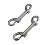 keehui Pair of 316 SS Marine Grade 3-1/2''(90MM) Double Ended Bolt Snap Hook Double End Snap Trigger Chain Diving Clips for Water Bucket/Dog Leash/Pet Feed Bucket/Pet Hammock (Silver)