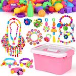 500+ Pcs Snap Pop Beads for Kids,Jewelry Making Kit DIY Arts and Crafts,Fun and Colorful Snap Lock Beads to Make Creative Hairbands Necklaces Bracelets Rings,Birthday Christmas Gift for Kids