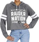 LAS Vegas Raiders Womens Heather Gray Crop TOP Hoodie W/ARM Stripes X-Large