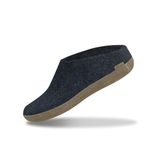 Glerups Unisex Indoor Slip-On Shoe (Denim Blue) | Wool Slippers with Leather Sole