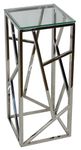 Cortesi Home Pisa Plant Stand Side Table, 29.25" High, Stainless Steel with Glass Top