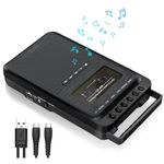 Cassette Player Converter, Portable Cassette to MP3 Music via U Disk/SD Card or PC, Record to Cassettes/USB/SD Card via Mic,Cassette Tape Player with Headphone Jack,Retractable Handle(Black)