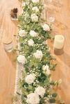 Anna's Whimsy 5.91FT Artificial Eucalyptus Garland with Flowers, Fake Rose Gypsophila Garland, Faux Floral Garland Greenery Garland for Wedding Home Party Craft Art Table Runner Decor (White, 1)