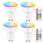 iLC GU10 LED Light Bulbs Colour Changing 12 Colors 5W Dimmable Warm White 2700K RGB LED Spot Light Bulb with Remote Control, 40 Watt Equivalent (Pack of 4)