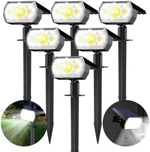 hyrion Solar Spot Lights Outdoor, 64 LED Super Bright IP65 Waterproof, 3 Modes 2-in-1 Solar Powered Landscape Spotlights for Outside Yard Garden Tree Lawn Pathway 6 Pack (Cool White)