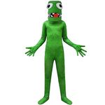 Kids costume cosplay rainbow Boilersuit Halloween Boys and girls bodysuit jumpsuits mask friends 5-12Y (Green, 7-8Years)