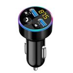 YCTech Bluetooth Car Charger Adapter, Bluetooth FM Transmitter Aux Car Wireless Radio Adapter, Hand-Free Calling, Music Player, for iPhone 15 14 13 12 11 Pro Max, Samsung S23 S22 S21 S20 FE Ultra S24