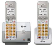 AT&T DECT 6.0 2 Cordless Phones with Caller ID, Handset Speakerphones, White and Grey