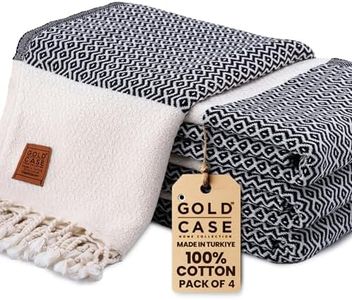 Gold CASE Turkish Beach Towel Set of 4 – 100% Cotton Large Turkish Bath Towels 67 x 38'' – Zeus Extra Large, Quick Dry & Sand Free Towels – Peshtemal for Pool – Black