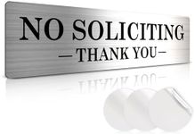 Premium No Soliciting Sign for House - Brushed Silver - 2.2" X 8.25" Acrylic – Ideal No Soliciting Signs for Front Door, Wall, Doorbell - Includes Adhesive Stickers - Perfect No Solicitation Signs for