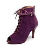 Minitoo QJ6179 Womens Lace-up Purple Suede Ballroom Latin Dance Shoes 6.5 M US