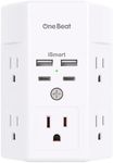 Surge Protector, USB Wall Charger, 5 Outlet Extender with 4 USB Ports, 3-Sided 1800J Power Strip with Surge Protection Multi Plug Wall Outlet Adapter Splitter for Home Office Dorm