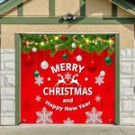 Tintisfafa Christmas Garage Door Cover Banner Decorations 7×8 FT Christmas Garage Door Mural Red Garage Door Xmas Banner Decorations Outside Red Merry Christmas Holiday Banner for Car Garage Door