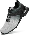 Kricely Men's Walking Shoes Breathable Trail Running Shoes for Men Lightweight Fashion Sneakers for Outdoor Sports Gym Jogging Silver Grey Size 7